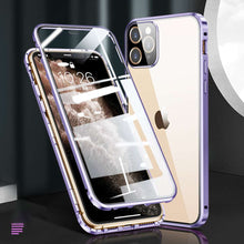 Load image into Gallery viewer, Magnetic Double Side Tempered Glass Camera Protection iPhone Case, Purple Overall View