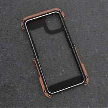 Load image into Gallery viewer, Wood Metal Bumper iPhone Case, Top View