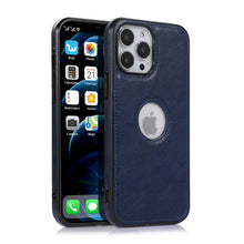 Load image into Gallery viewer, Logo Hole Leather iPhone Case, Blue