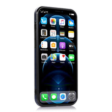 Load image into Gallery viewer, Logo Hole Leather iPhone Case, Black Front View
