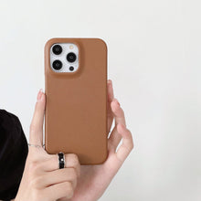 Load image into Gallery viewer, Plain Leather iPhone Case, Brown View