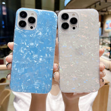 Load image into Gallery viewer, Glitter Shell iPhone Case, Blue &amp; Colorful Overall View