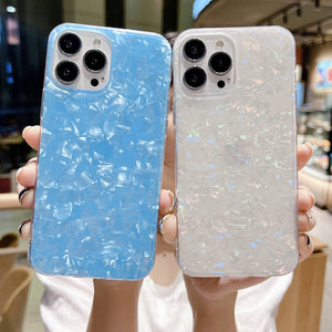 Glitter Shell iPhone Case, Blue & Colorful Overall View
