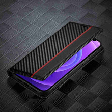 Load image into Gallery viewer, Apple iPhone Carbon Fiber Flip Window Case Cover, Front View