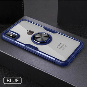 HD Acrylic Finger Ring Holder iPhone Case, Blue