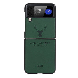 Leather Deer Pattern Case for Samsung Galaxy Z Flip 3 4 Fold 3 4 Cover - yhsmall