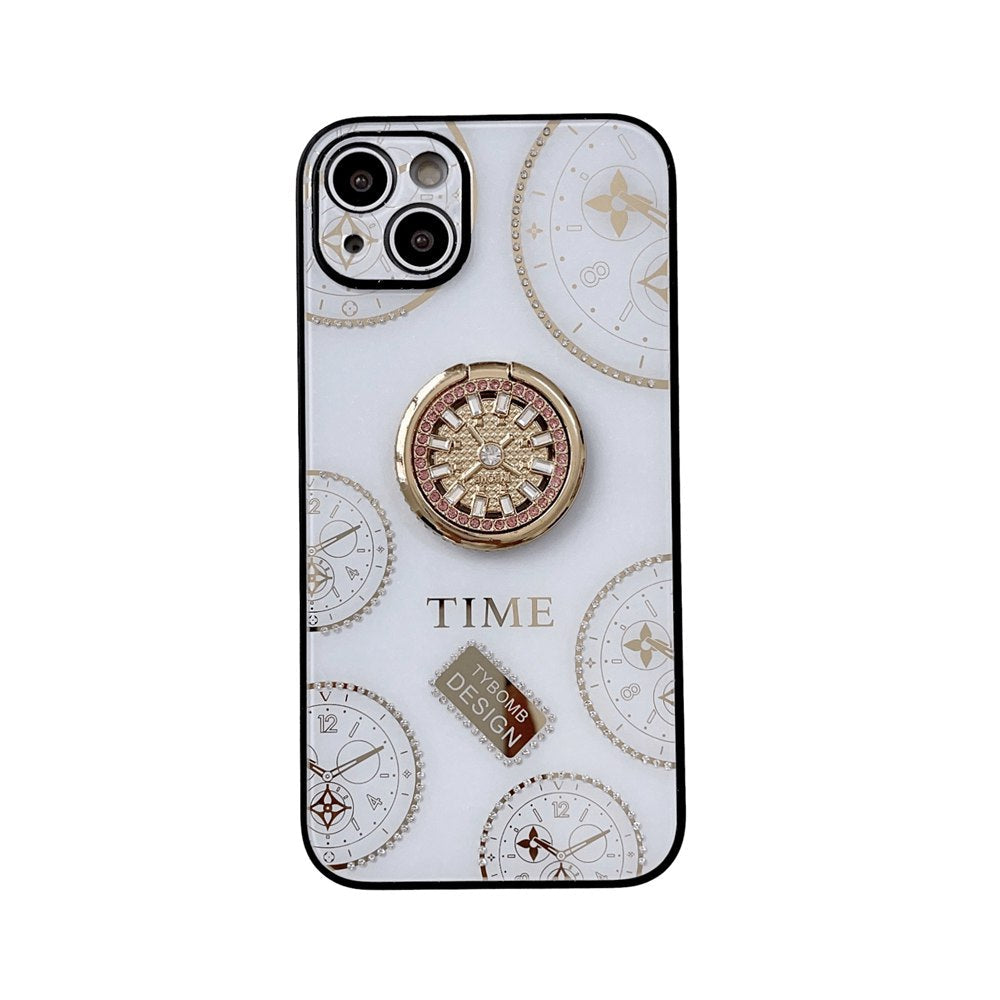 Acrylic Time Finger Ring iPhone Case, White 