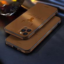 Load image into Gallery viewer, Deer Pattern Leather iPhone Case, Brown Top and Bottom