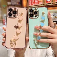 Load image into Gallery viewer, Soft TPU Handmade Bracelet iPhone Case, Pink &amp; Geren Display