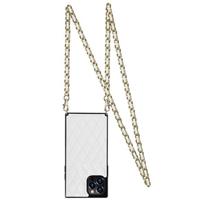 Metal Chain Leather iPhone Case, White