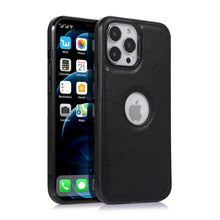 Load image into Gallery viewer, Logo Hole Leather iPhone Case, Black