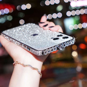 Apple iPhone Case Diamond Metal Bumper With Glitter Screen Protector Protective Cover