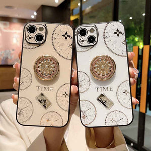 Acrylic Time Finger Ring iPhone Case, Gold White