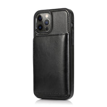 Load image into Gallery viewer, Leather Magnetic Card iPhone Case, Black