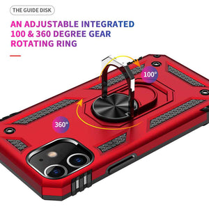 Military Grade With Magnetic Finger Holder Case for Apple iPhone