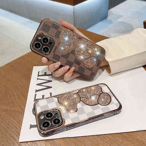 Apple iPhone Case Diamond Bear Grid Cover - yhsmall