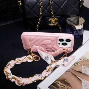 Silk Scarves Strap Leather iPhone Case