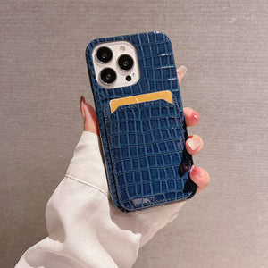 Crocodile iPhone Card Slot Cover, Blue
