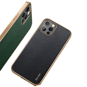 Sulada iPhone Lychee Case, Green and Black View