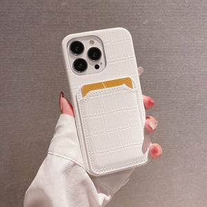 Crocodile iPhone Card Slot Cover, White
