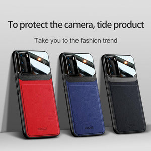 Huawei Case Delicate Leather Glass Protective Cover