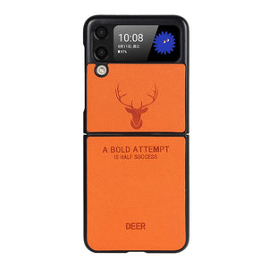 Leather Deer Pattern Case for Samsung Galaxy Z Flip 3 4 Fold 3 4 Cover - yhsmall