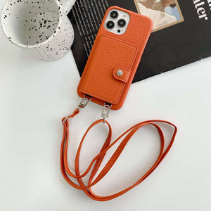 Handmade Wallet Bag With Lanyard iPhone Case, Brown