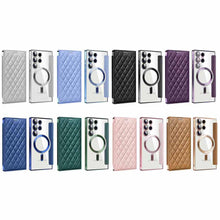 Load image into Gallery viewer, MagSafe Leather Flip Samsung Case Transparent Electroplated Magnetic Cover