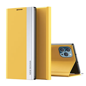 Apple iPhone Case Bracket Magnetic Flip Window Protective Cover, Yellow