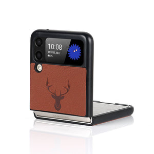 Leather Deer Pattern Case for Samsung Galaxy Z Flip 3 4 Fold 3 4 Cover - yhsmall