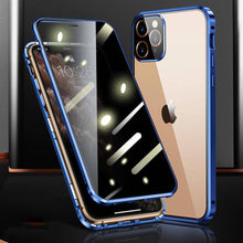 Load image into Gallery viewer, Magnetic Double Side Tempered Glass Camera Protection iPhone Case,  Blue Overall View