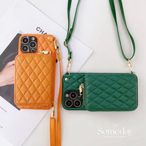 Wallet Bag iPhone Case, Orange Green