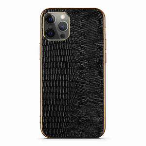 Lizard Leather iPhone Case, Black