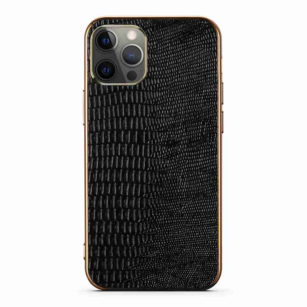Lizard Leather iPhone Case, Black