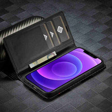 Load image into Gallery viewer, Apple iPhone Carbon Fiber Flip Window Case Cover, Card Slot