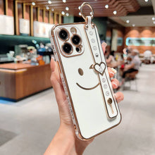 Load image into Gallery viewer, Soft TPU Handmade Smile Wristband iPhone Case, White