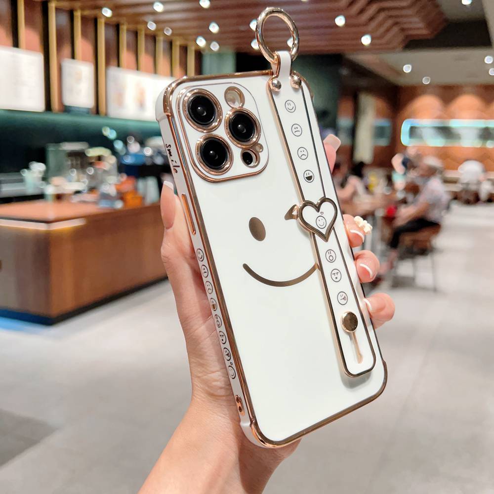 Soft TPU Handmade Smile Wristband iPhone Case, White